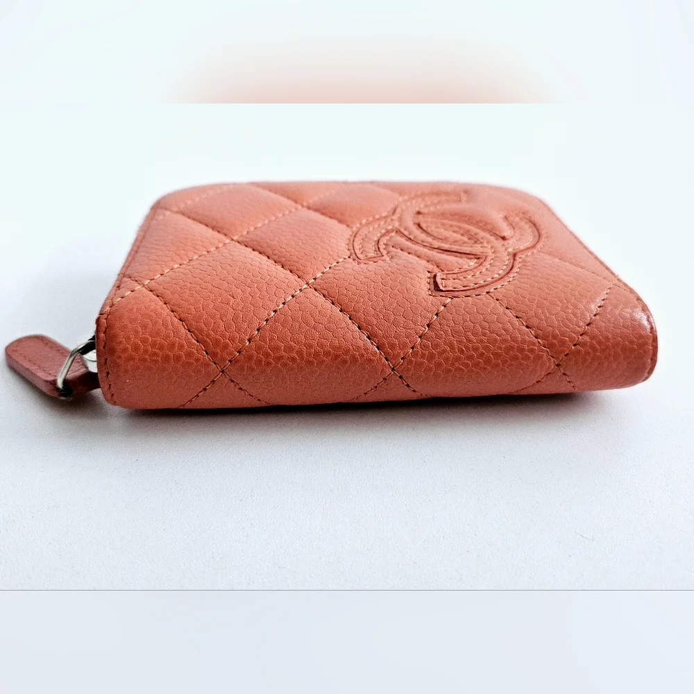 Chanel Coral Caviar Leather Card Holder Wallet